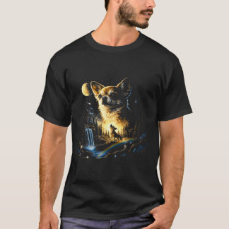 Camiseta Chihuahua uivando para a lua vintage engraçado