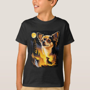 Camiseta Chihuahua uivando para a lua vintage engraçadoChih