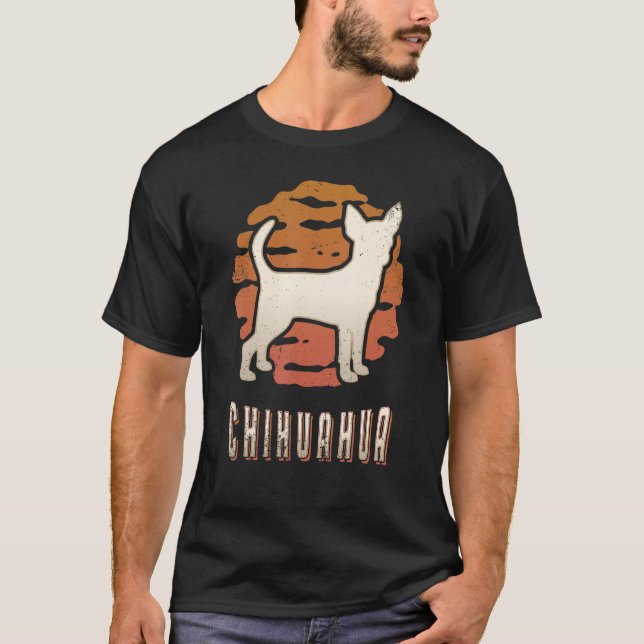 Camiseta Chihuahua Vintage Retro Classic Dog Sunset (Frente)