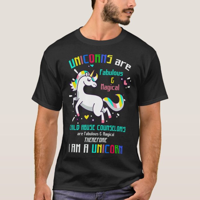 CAMISETA CHILD ABUSE COUNSELORS  I AM A UNICORN (Frente)