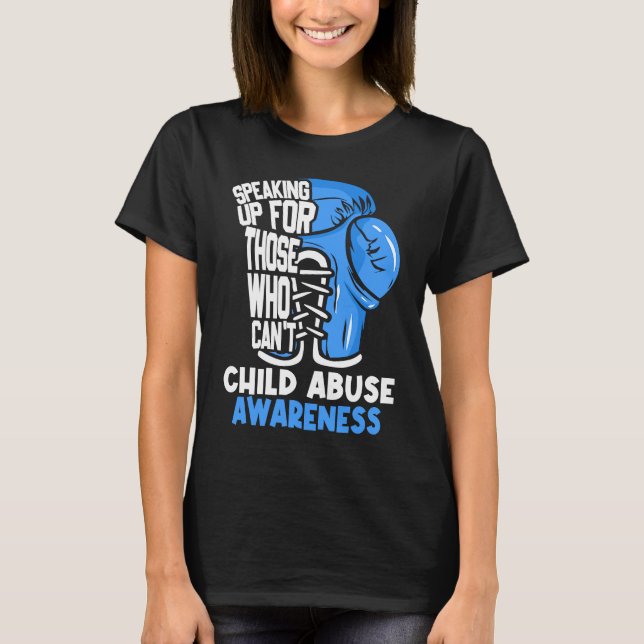Camiseta Child Abuse Prevention Awareness Boxing Gloves Blu (Frente)