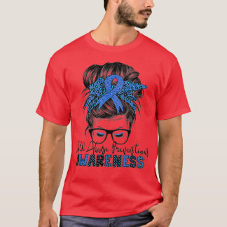 Camiseta Child Abuse Prevention Awareness Messy Hair Bun