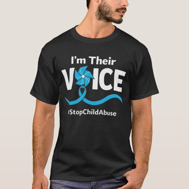 Camiseta Child Abuse Prevention Awareness Pinwheel Blue  (Frente)
