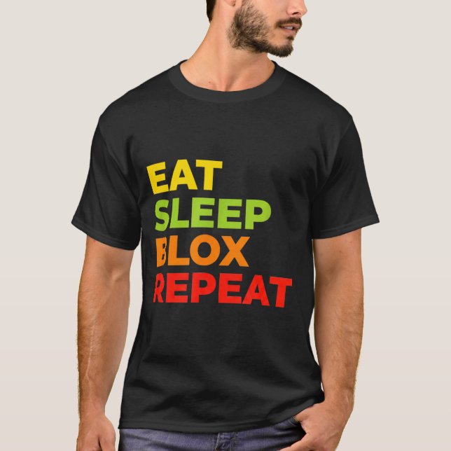 Camiseta Child Eat Sleep Blox Repeat - Kids Gaming Slogan F (Frente)