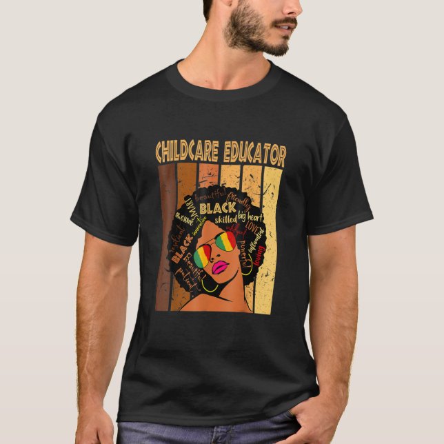 Camiseta Childcare Educator Afro African American Black His (Frente)
