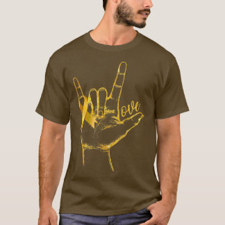 Camiseta Childhood Cancer Awareness Gold Ribbon Love Hand S