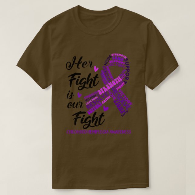 Camiseta Childhood Hemiplegia Awareness Her Fight is our Fi (Frente do Design)