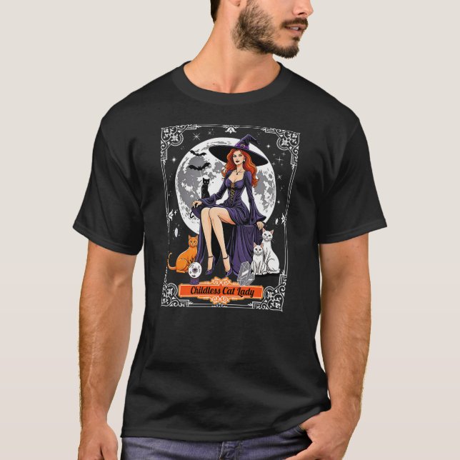 Camiseta Childless Cat Lady Halloween Witch Cats Witchy Spo (Frente)