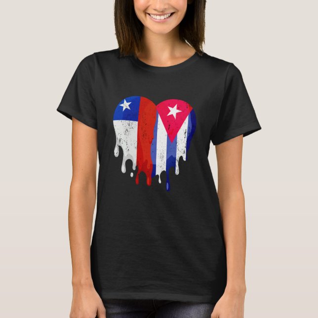 Camiseta Chile Cuba Flag Heart Citizen Grown Patriot Countr (Frente)