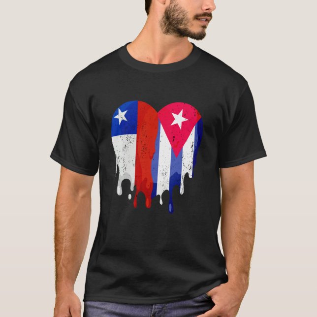 Camiseta Chile Cuba Flag Heart Citizen Grown Patriot Countr (Frente)