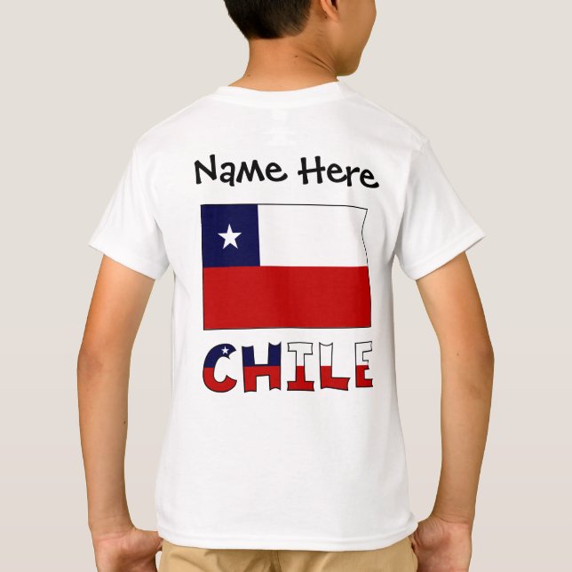 Camiseta Chile e Bandeira Chilena com o Seu Nome (Verso)