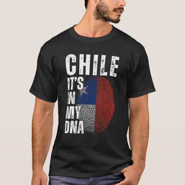 Camiseta Chile Está no meu DNA, Igual a Homens Chilenos Bo (Frente)