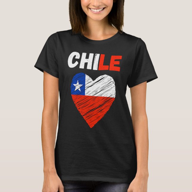 Camiseta Chile Flag Holiday Chile Heart Chilean Flag (Frente)