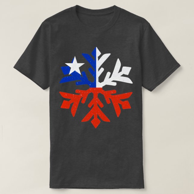 Camiseta Chile Flag Winter Snowflake Design (Frente do Design)