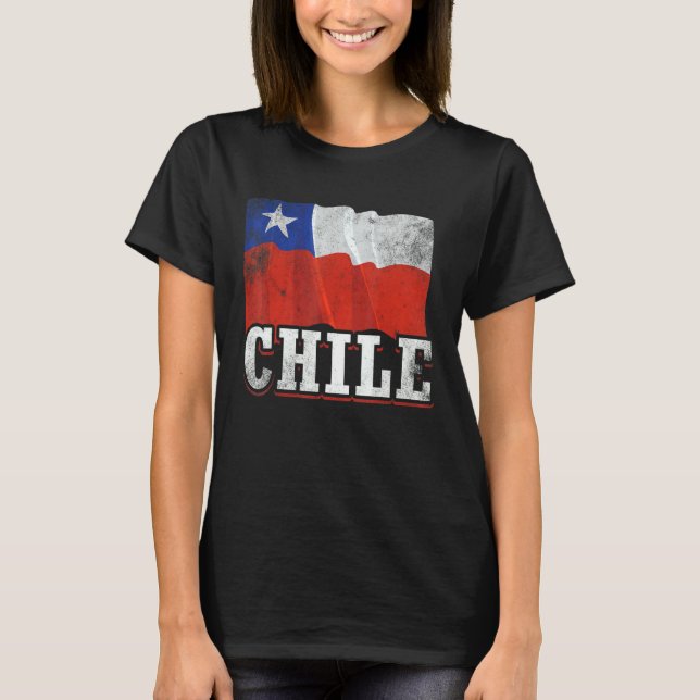Camiseta Chile: Gráfico de Bandeira para Homens Mulheres Hi (Frente)