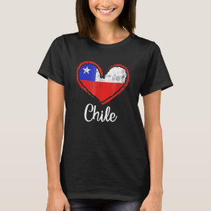 Camiseta Chile Sinalizador do Coração Raízes Chilenas no Ch