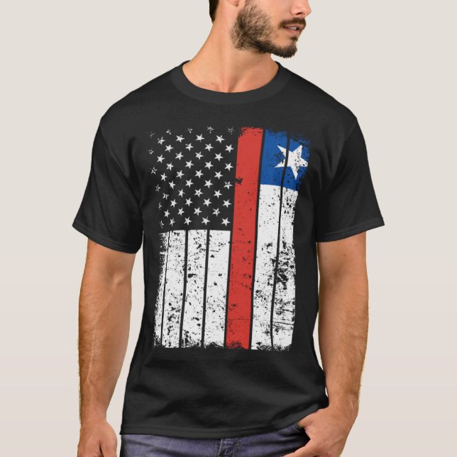 Camiseta Chilean American Flag T-Shirt Pride Chile USA (Frente)