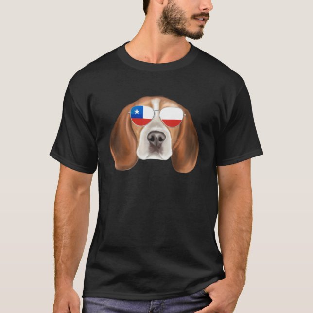 Camiseta Chilean Flag Beagle Dog Chile Pocket (Frente)