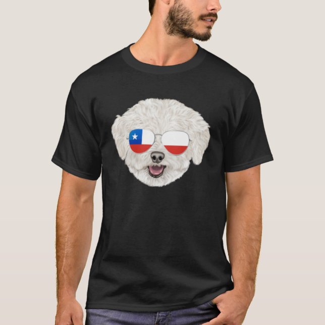 Camiseta Chilean Flag Bichons Frise Dog Chile Pocket (Frente)