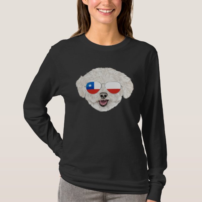 Camiseta Chilean Flag Bichons Frise Dog Chile Pocket (Frente)