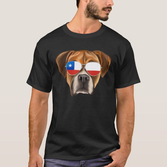 Camiseta Chilean Flag Boxer Dog Chile Pocket (Frente)