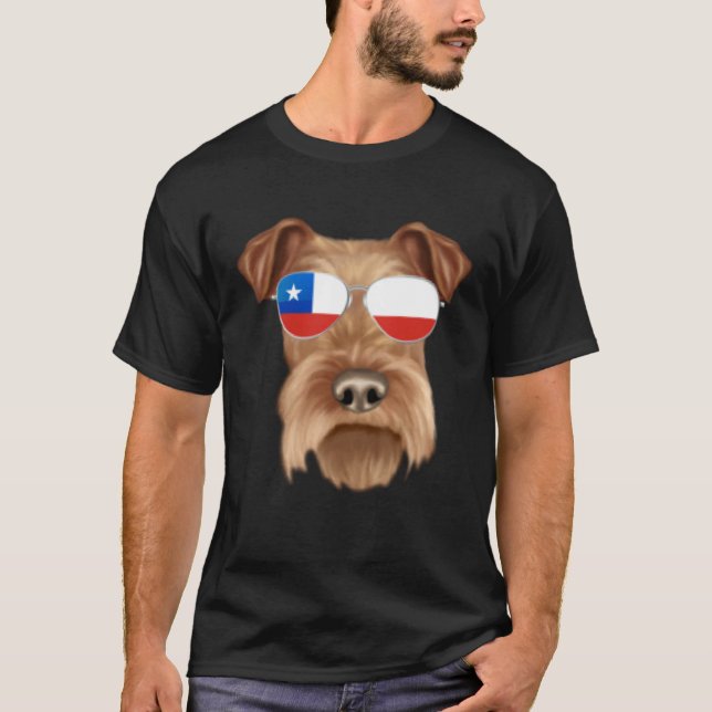 Camiseta Chilean Flag Irish Terrier Dog Chile Pocket (Frente)