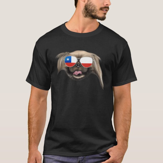 Camiseta Chilean Flag Pekingese Dog Chile Pocket (Frente)