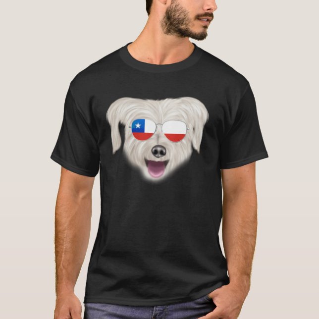 Camiseta Chilean Flag Pyrenean Shepherd Dog Chile Pocket (Frente)
