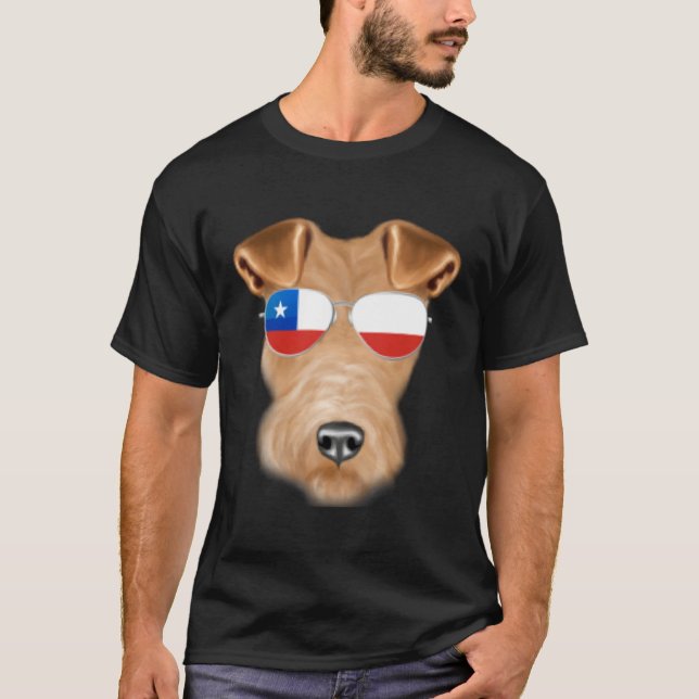 Camiseta Chilean Flag Wire Fox Terrier Dog Chile Pocket (Frente)