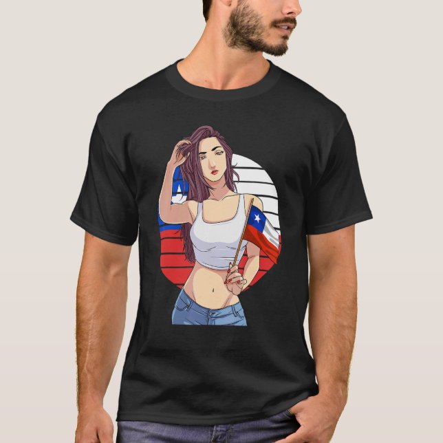 Camiseta Chilean Girl Latino Pride Chile Flag Proud Chileno (Frente)