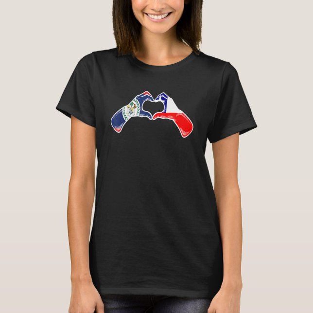 Camiseta Chili Belize Flag Chilean Belizean Heart (Frente)
