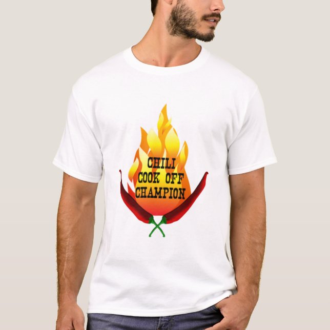 Camiseta Chili Cook Off Champion Flame Design (Frente)