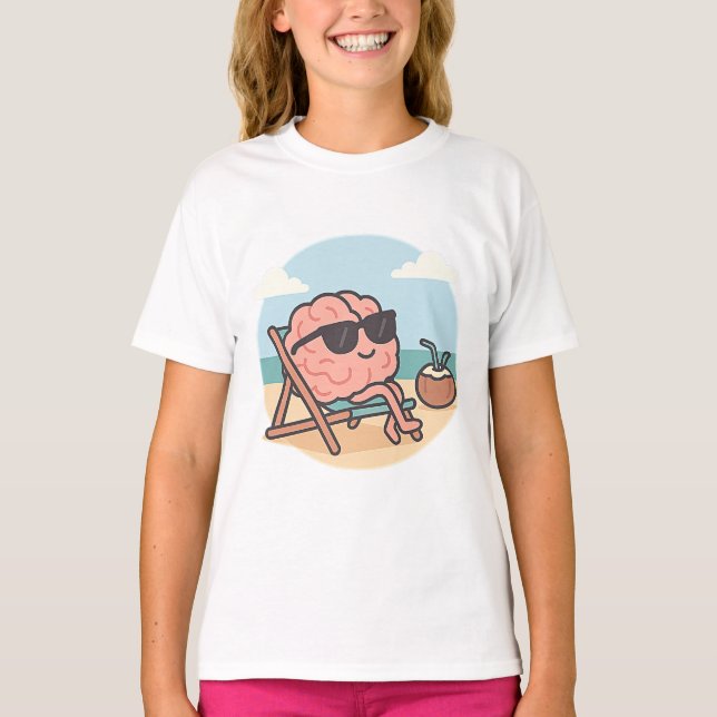 Camiseta Chill Brain Beach Vibes Tee Funny Smart Girl (Frente)