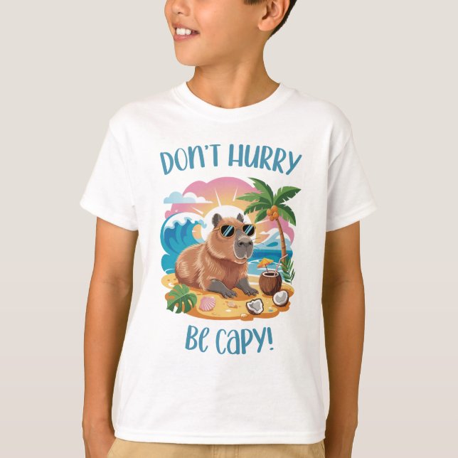 Camiseta Chill Capybara Beach Vibes - Não se apresse a ser  (Frente)
