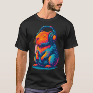 Camiseta Chill Capybara Music Graphic Video Games Headphone