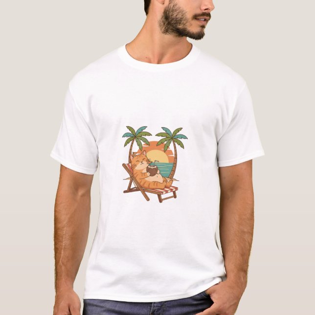 Camiseta Chill Cat Beach Vacation T-Shirt (Frente)