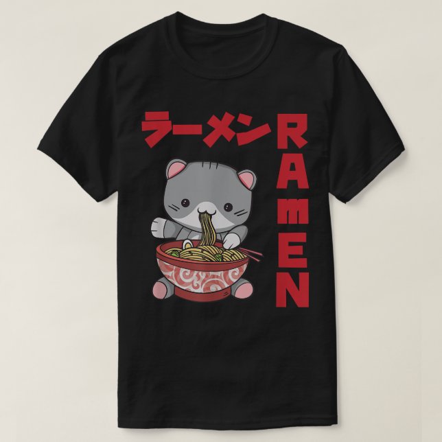 Camiseta Chill Cat Ramen Anime Noodles Kawaii Japonês (Frente do Design)