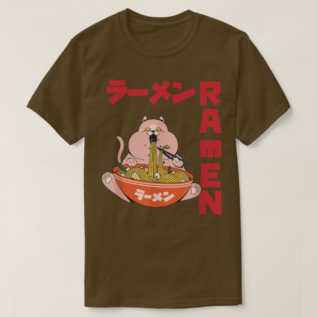 Camiseta Chill Cat Ramen Anime Noodles Kawaii Japonês (Frente do Design)