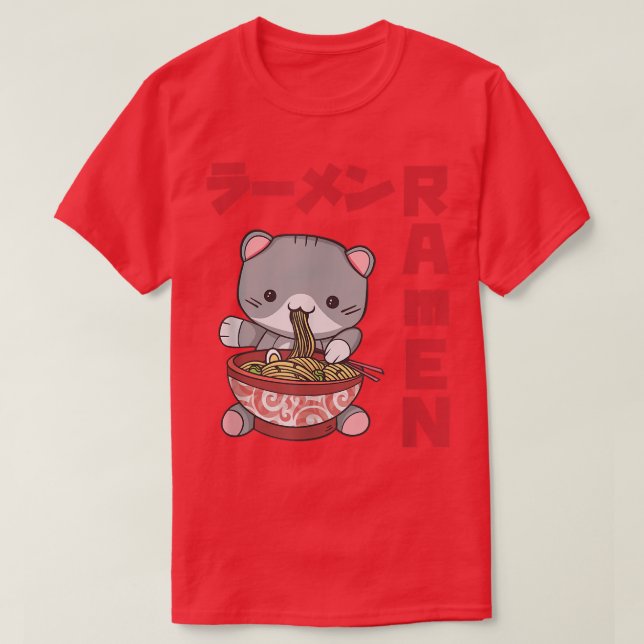 Camiseta Chill Cat Ramen Anime Noodles Kawaii Japonês (Frente do Design)