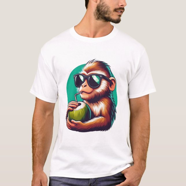 Camiseta "Chill Monkey Sipping Cout - Legal Summer Vibes" (Frente)