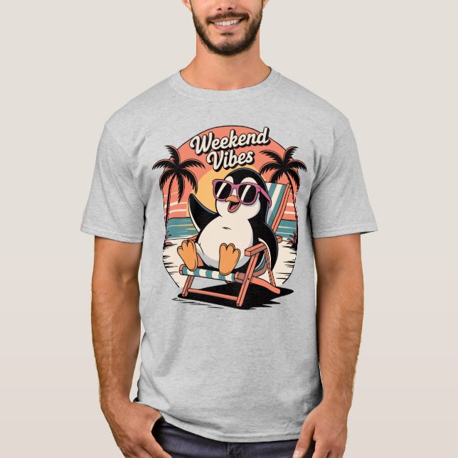Camiseta Chill Penguin - Vibes no Fim de Semana (Frente)