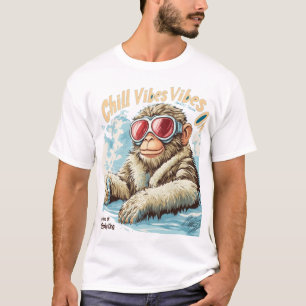 Camiseta Chill Vibes Monkey Squad - Engraçado Primavera que