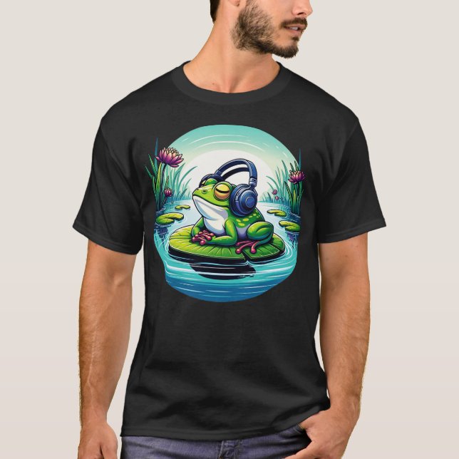 Camiseta Chill Vibes Sapo Zen Music Lover Amphibian Illustr (Frente)