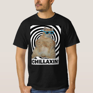 Camiseta CHILLAXIN' Gato Manx Gordo com Óculos de