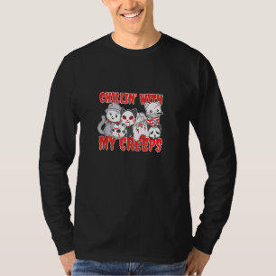 Camiseta Chillin Com Meu Creeps Cat Horror Assassino Hallow