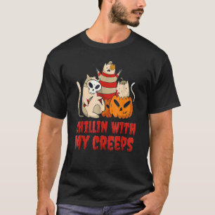 Camiseta Chillin Com Meu Creeps Cat Serial Killer Halloween