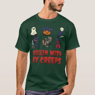 Camiseta Chillin Com Meu Creeps Cat Serial Killer Halloween