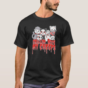 Camiseta Chillin Com Meu Creeps Cats Fumaça Halloween