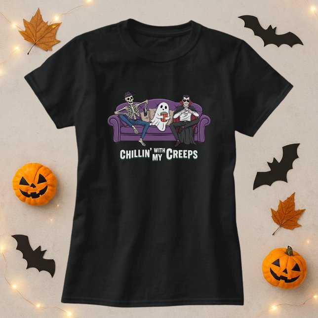 Camiseta Chillin Com Meu Creeps Halloween (Criador carregado)
