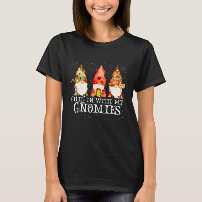 Camiseta Chillin' Com Meu Gnomies Garden Gnomies Natal Pa (Frente)
